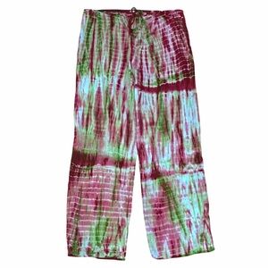 LUCKY Brand Tie-Dye Cotton Bohemian Beach Pants Blue Jewel